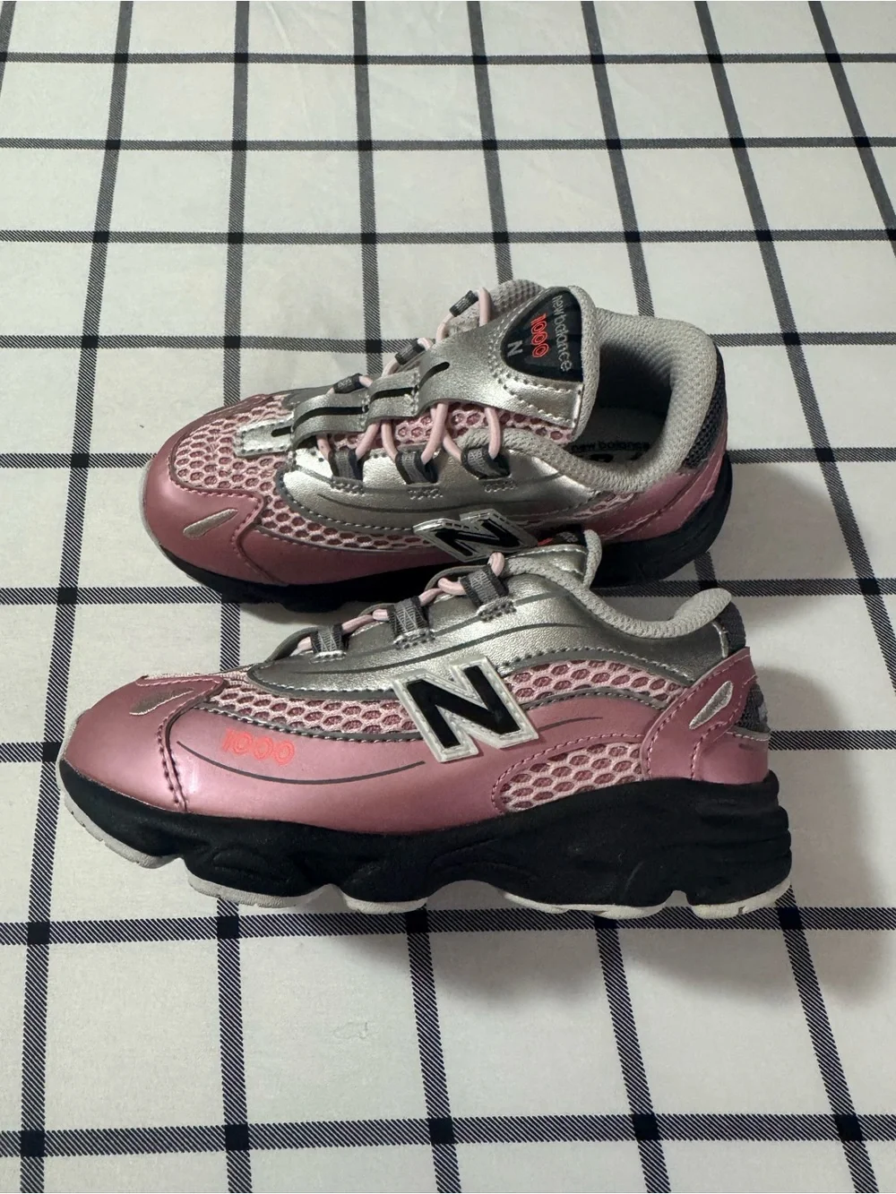 New Balance Kids Pink and Silver 1000 Sneakers